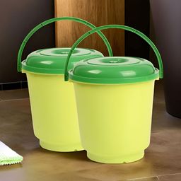 Kuber Industries Green 2 Pieces Buckets With Lid 18L each-image-96