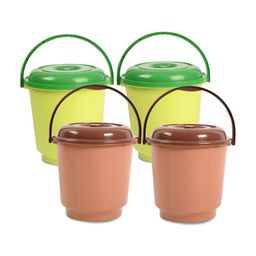 Kuber Industries Green & Yellow 4 Pieces Bath Accessories Set 18L Each-36