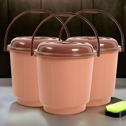 Kuber Industries Coffee Brown 3 Pieces Buckets With Lid 18L each-12