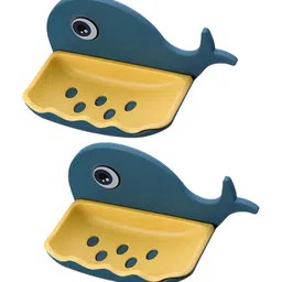 P-Plus International Blue & Yellow 2 pieces Solid Plastic Soap Dish-picture-23