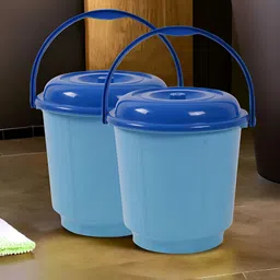 Kuber Industries Blue & Navy Blue 2 Pieces Bucket with Lid 18 L-image-81
