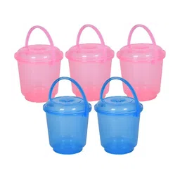 Kuber Industries Blue & Pink 5 Pieces Bath Accessories Set-image-85