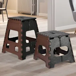 Kuber Industries Brown 2 Piece Foldable Step Stool-11