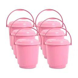 Kuber Industries Pink 6 Pieces Buckets With Lid 18L each-image-74