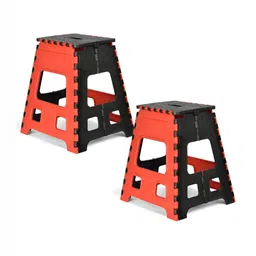 Kuber Industries Red & Black 2 pieceCollapsible Stool Outdoor-47