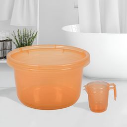 Kuber Industries Transparent & Orange 4 Pieces Plastic Bath Accessories Set-33