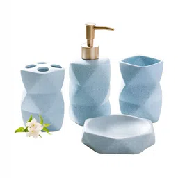 Ekhasa Blue 4 piece Abstract Ceramic Bath Accessories Set-29