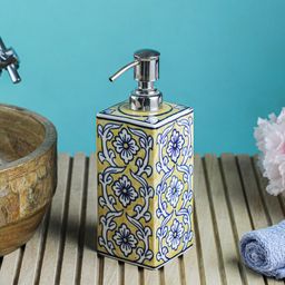 VarEesha White & Yellow Floral Ceramic Rectangular Soap Dispensar-9