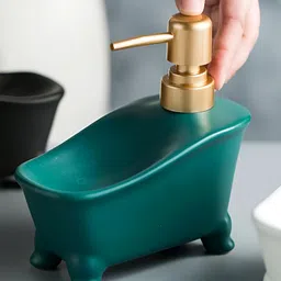 Kuber Industries Green Solid Ceramic Soap Dispenser-image-44