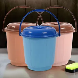 Kuber Industries Blue 3 Pieces Buckets With Lids 18 L Each-image-99