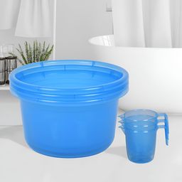 Kuber Industries Transparent & Blue 6 Pieces Solid Bathroom Tub & Mug-5