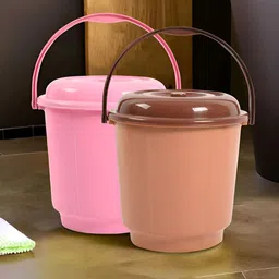 Kuber Industries Pink 2 Pieces Buckets With Lids 18 L Each-24