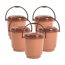 Kuber Industries Coffee Brown 5 Pieces Buckets With Lids 18 L Each-11
