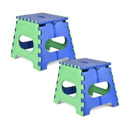 Kuber Industries Green & Blue 2 pieces Collapsible Outdoor Stool-16