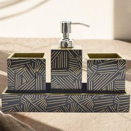 Tranquil square Set of 4 Navy Blue Resin Bathroom Accessory-16