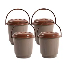 Kuber Industries Grey & Brown 4 Pieces Bucket with Lid 18 L-39