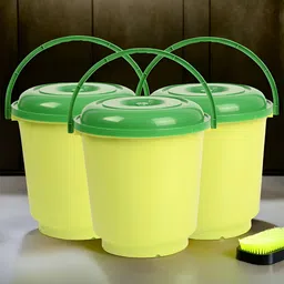 Kuber Industries Green 3 Pieces Bucket with Lid 18 L-41