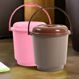 Kuber Industries Pink & Grey 2 Pieces Plastic Bathroom Accessories Set-22