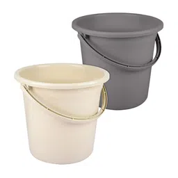 Kuber Industries 2-Pcs Grey & Beige Durable Bucket with Handle -18L Each-39