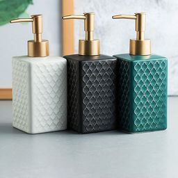FabSeasons Green Geometric Ceramic Soap Dispenser-picture-31
