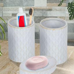 House Of Accessories Set of 3 White Bathroom Accessories-image-58