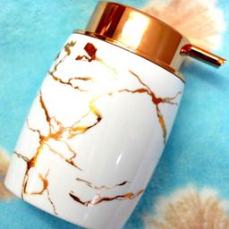 Tranquil Square White & Gold-Toned Liquid Soap Dispenser With Pump-picture-31