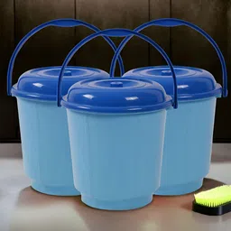 Kuber Industries Blue 3 Pieces Bathroom Buckets With Lids 18 L Each-image-50