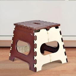 Kuber Industries Cream-Coloured & Brown Plastic Step Stool-0
