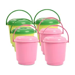 Kuber Industries Green & Pink 6 Piece Bath Accessories Set-73