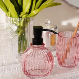 Pure Home and Living Pink Glass Textured Soap Dispenser-image-81