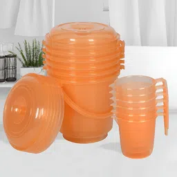 Kuber Industries Orange & Transparent 10 Pieces Bath Accessories Set-28
