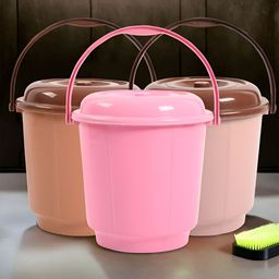 Kuber Industries Pink & Coffee Brown 3 Pieces Bath Accessories Set 18l-16