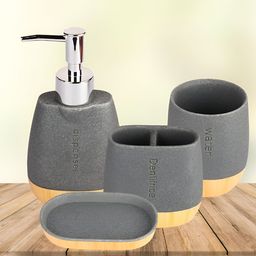 Kuber Industries Grey 4 piece Solid Resin Soap Dispenser-image-46