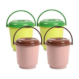 Kuber Industries Green & Brown 4 Pieces Buckets With Lid 18L Each-image-95