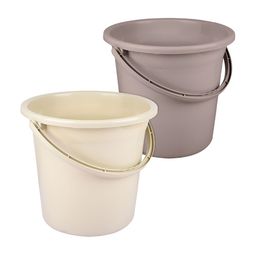 Kuber Industries Brown & Cream 2 Pieces Abstract Plastic Bathroom Buckets 18 L Each-87