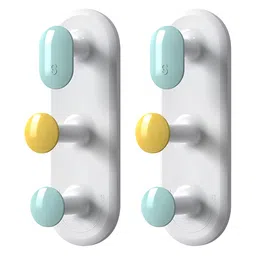 P-Plus International White 2 Pieces Bathroom Clothes Hanging Hooks Bath Accessories Set-picture-48
