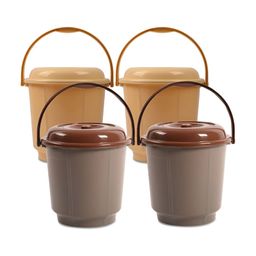 Kuber Industries Cream & Grey 4 Pieces Buckets With Lid 18L each-29