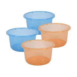 Kuber Industries Blue & Orange 4 Pieces Classic Bath Accessories Set-27