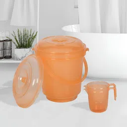 Kuber Industries Transparent & Orange 4 pieces Bath Accessories Set-30