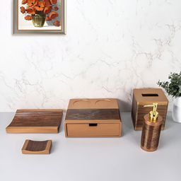 Kuber Industries Brown & Gold-Toned 5 piece Solid Resin Soap Dispenser-10