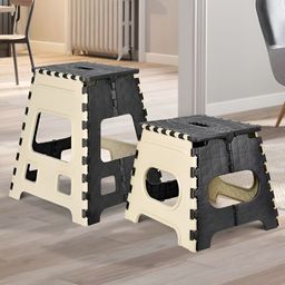 Kuber Industries Cream-Coloured & Black 2 Pieces Foldable Step Stool-7