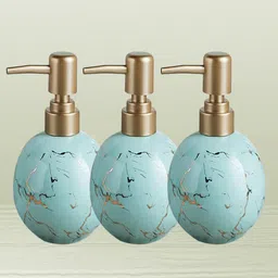Kuber Industries Blue 3 Pcs Abstract Ceramic Liquid Soap Dispenser - 300 ml-57