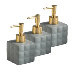 Ekhasa Grey & Gold Toned 3 Pieces Textured Ceramic Soap Dispensers 220 ml Each-32