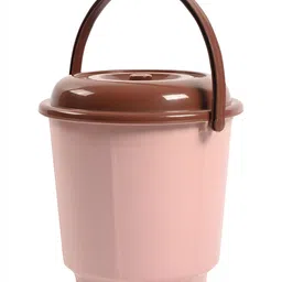 Kuber Industries Green & Peach 3Pcs Buckets With Lids 18ltr image 4