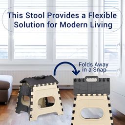 Kuber Industries Cream-Coloured & Black 2 Pieces Foldable Step Stool image 3