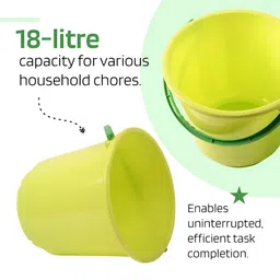 Kuber Industries Green & Brown 2 Pieces Bucket With Lid & Handle 18 L Each image 2