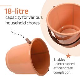 Kuber Industries Pink & Coffee Brown 4 Pieces Bucket With Lid & Handle 18 L Each image 5