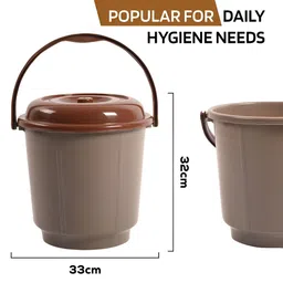 Kuber Industries Cream & Peach 3 Pieces Glossy  Buckets With Lid 18 L Each image 3
