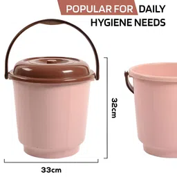 Kuber Industries Coffee Brown 6 Pieces Bucket With Lid & Handle 18 L Each image 5