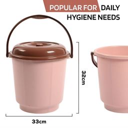 Kuber Industries Peach & Brown 4 Pieces Buckets With Lid 18L Each image 4